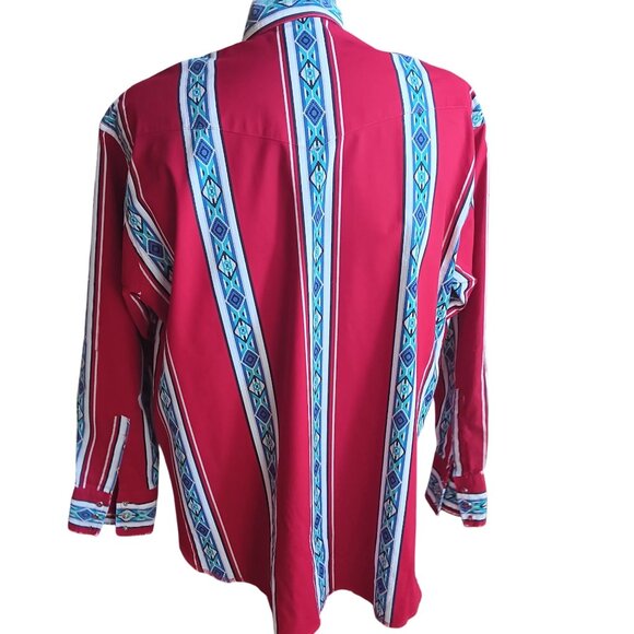 XL Vintage Mens Western Shirt Wrangler Geometric Aztec Mexican Cowboy 1990's - Picture 6 of 7